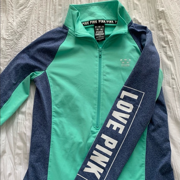 PINK Victoria's Secret Tops - VS PINK HALF ZIP (aqua)